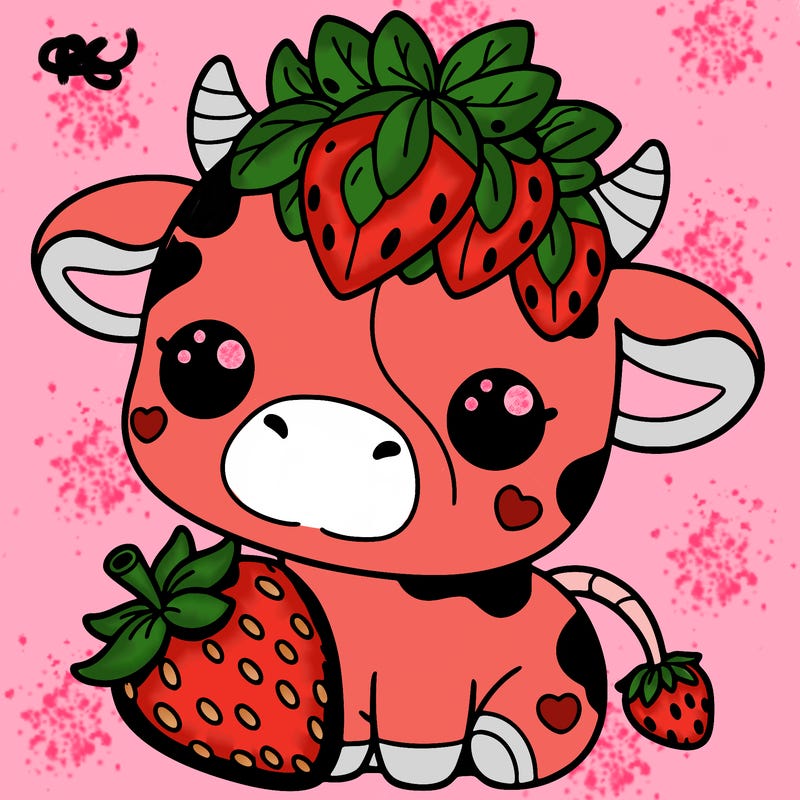 cute strawberry cow