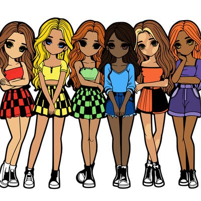 a group of girls realistic