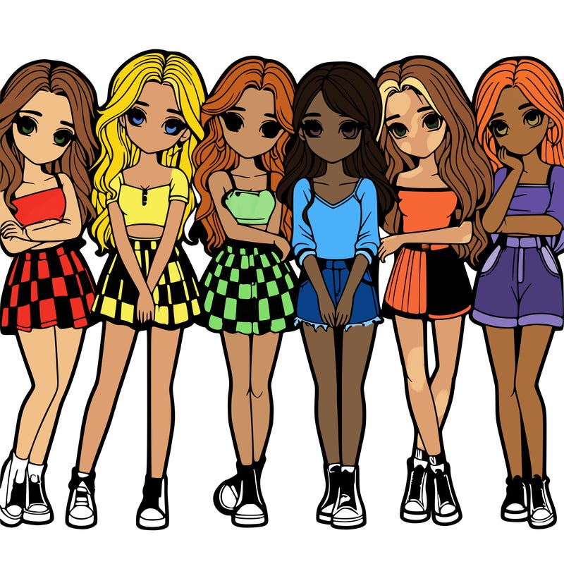 a group of girls realistic