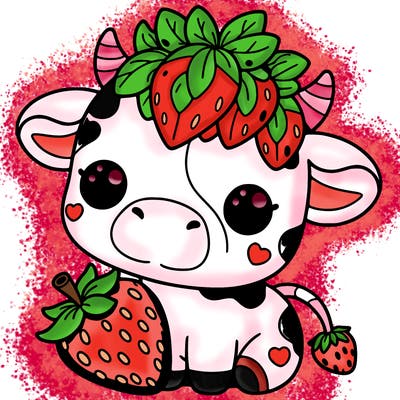 cute strawberry cow