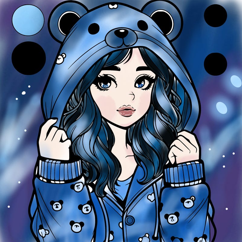 realistic girl in a animal pjs hoodie