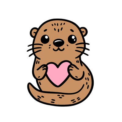 otter with a heart