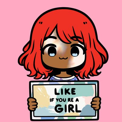a cute girl holding a sign that says like if you’re a girl