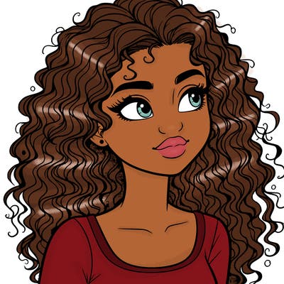 realistic girl with curly hair