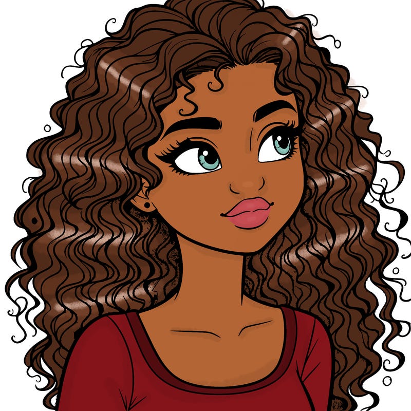 realistic girl with curly hair