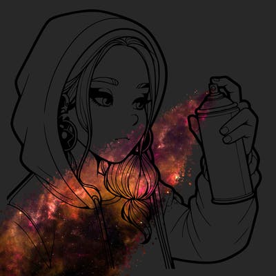 a realistic girl, spray painting