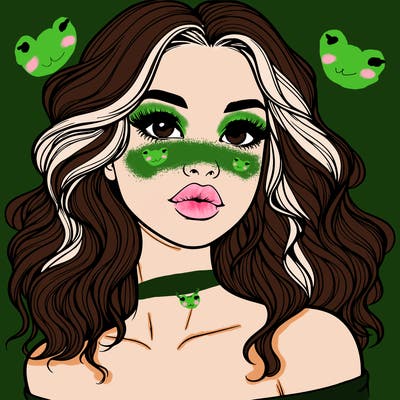 realistic girl with wavy hair and lips