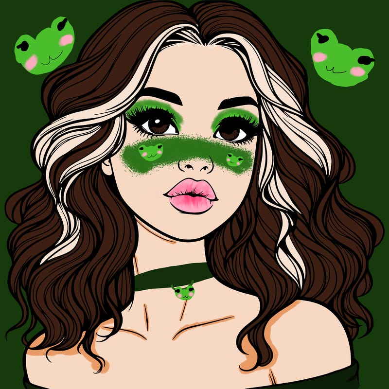 realistic girl with wavy hair and lips