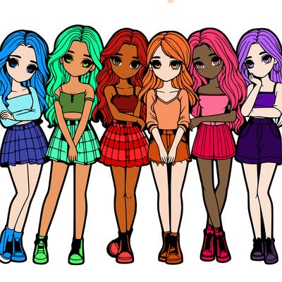 a group of girls realistic