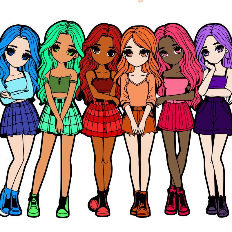 a group of girls realistic