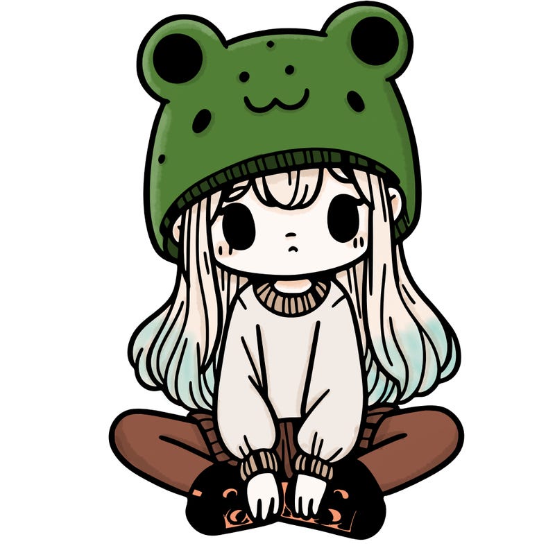 a girl wearing a frog hat and some frog socks