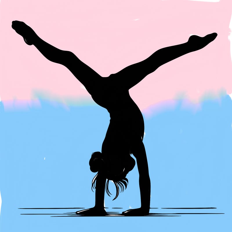 realistic gymnastic hand stand girl in four splits