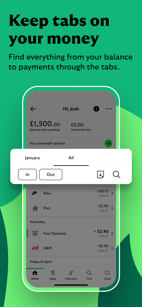 Lloyds Mobile Banking - Interface de l'application Lloyds Mobile Banking affichant le solde du compte et les transactions récentes