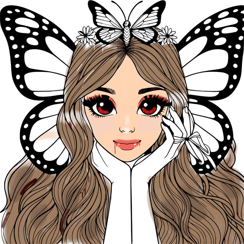 butterfly realistic girl