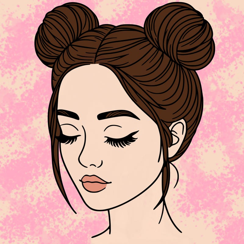 woman with hair buns