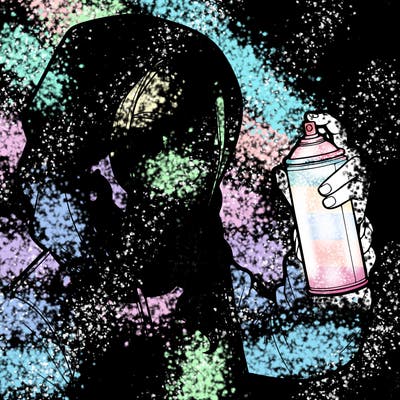 a realistic girl, spray painting