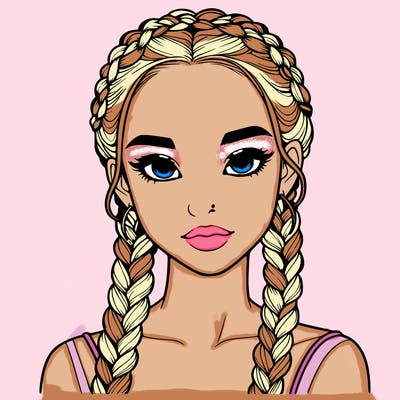 realistic girl with braids