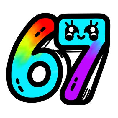 the numbers 67