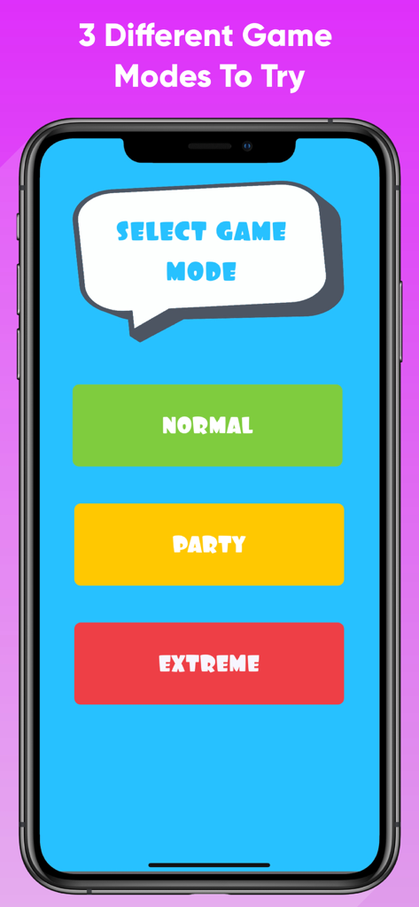 Confessions - Fun Party Game - Confessions app screen showing game mode options including Normal, Party, and Extreme