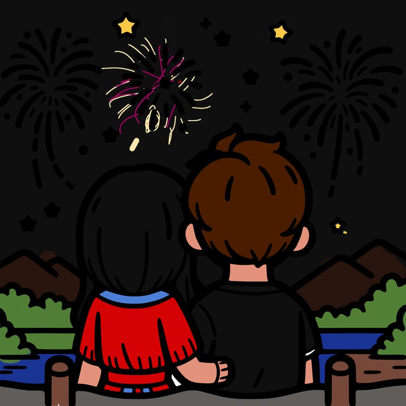 couple watching fireworks