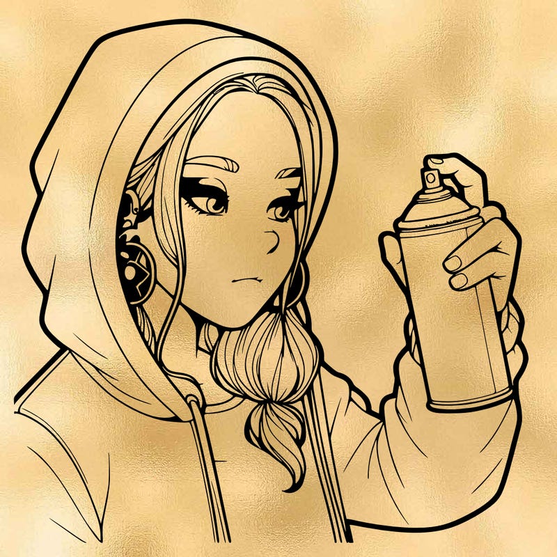 a realistic girl, spray painting