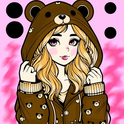 realistic girl in a animal pjs hoodie