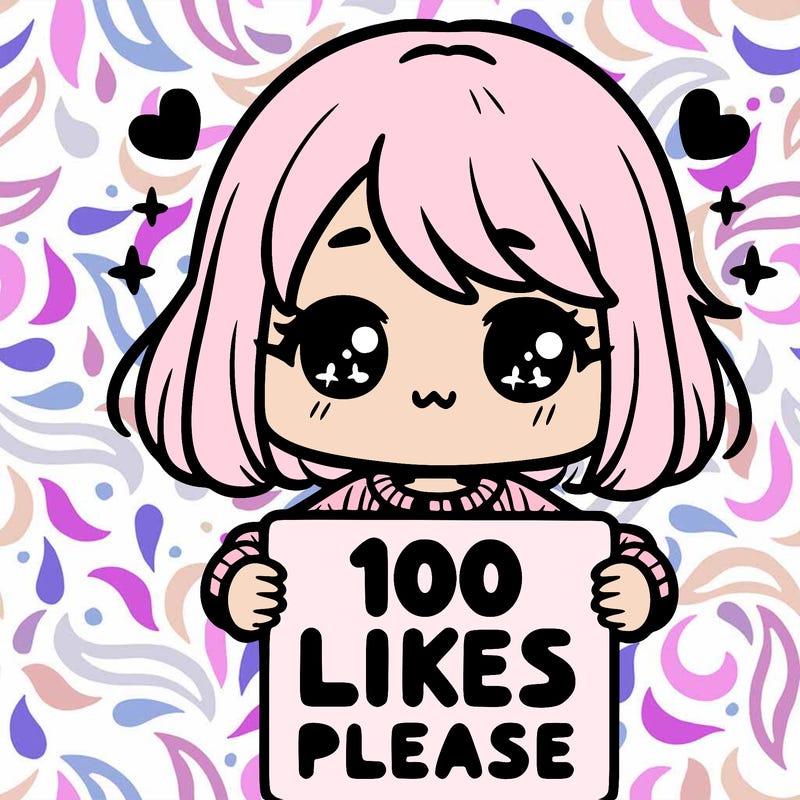 cute girl holding a sign saying 100 likes please