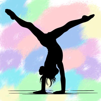 realistic gymnastic hand stand girl in four splits