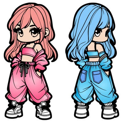 girl in crop top and baggy pants