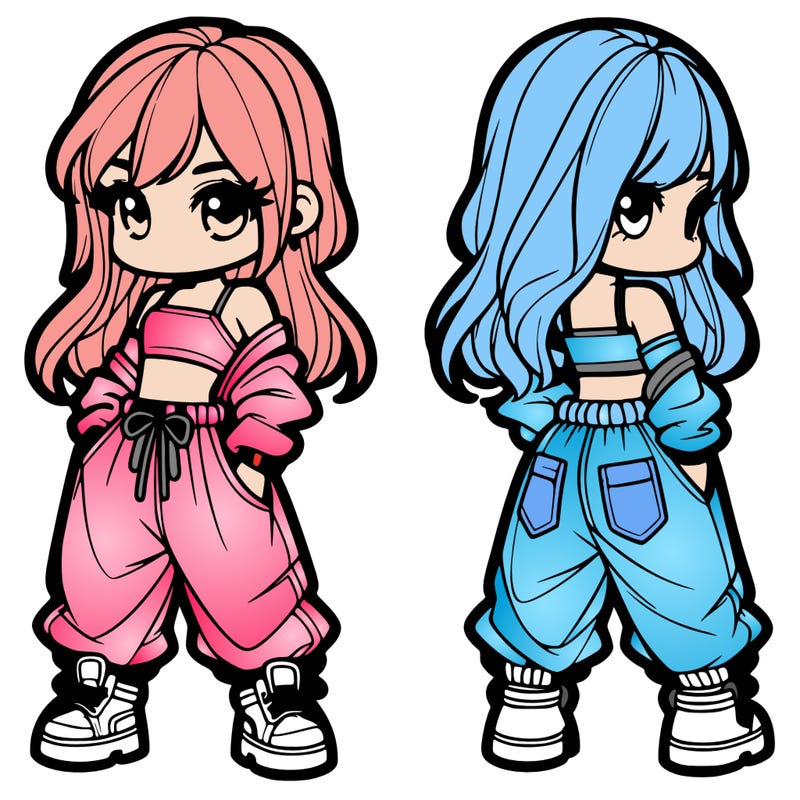 girl in crop top and baggy pants