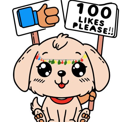 cute puppy holding a sign that says 100 likes please