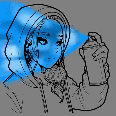 a realistic girl, spray painting