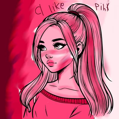 realistic girl with a high ponytail