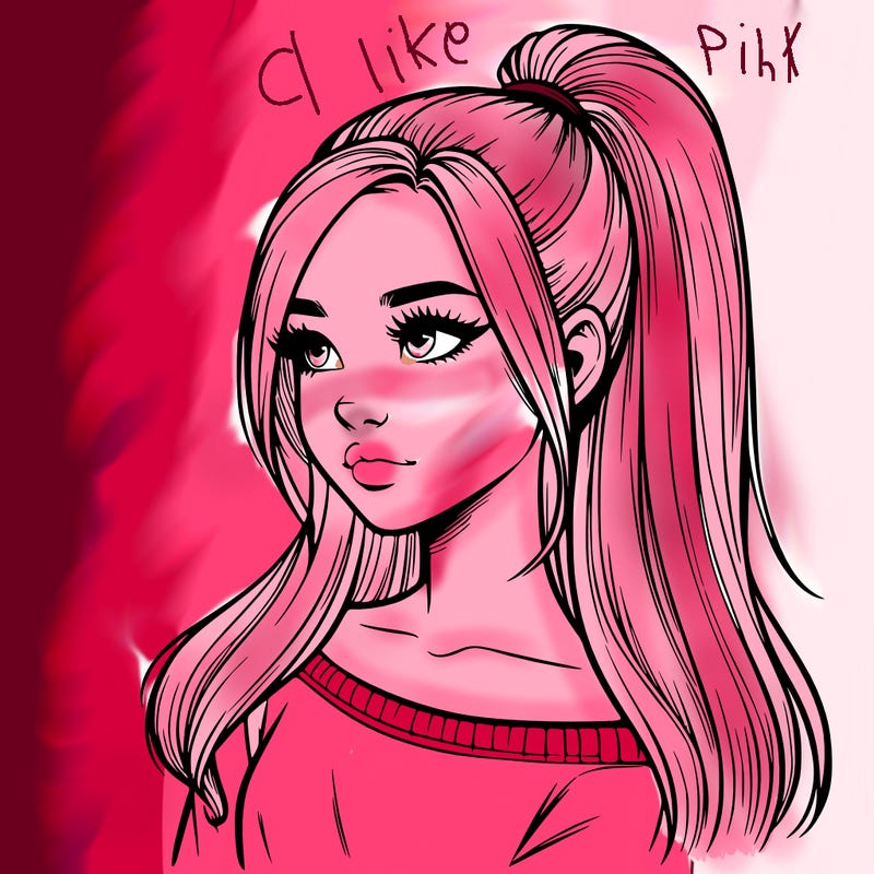 realistic girl with a high ponytail