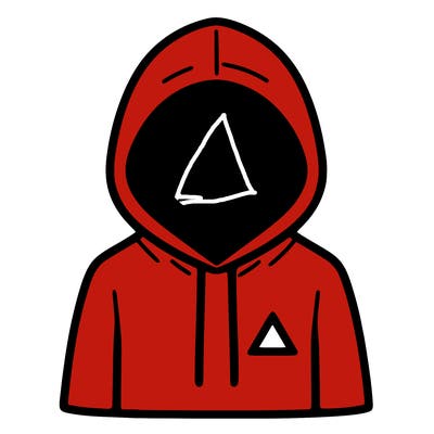 a person with non face waering a hoodie with a small triangle symbol
