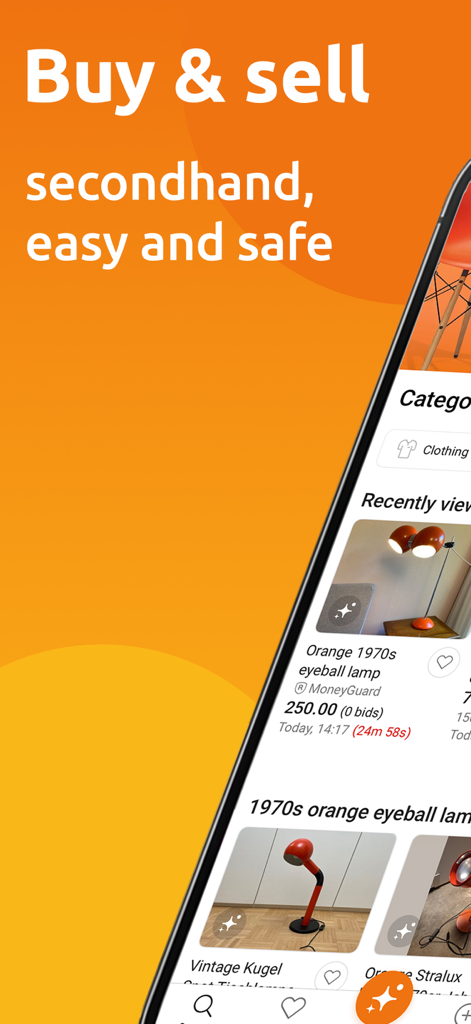 Ricardo mobile App-Oberfläche zum Kaufen und Verkaufen von gebrauchten Vintage-Artikeln