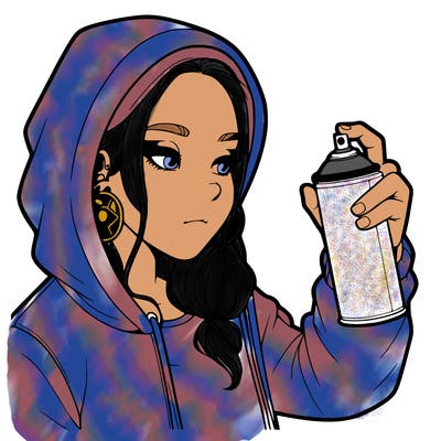 a realistic girl, spray painting