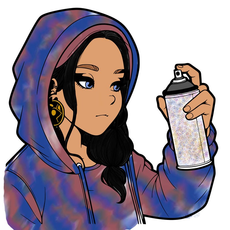 a realistic girl, spray painting