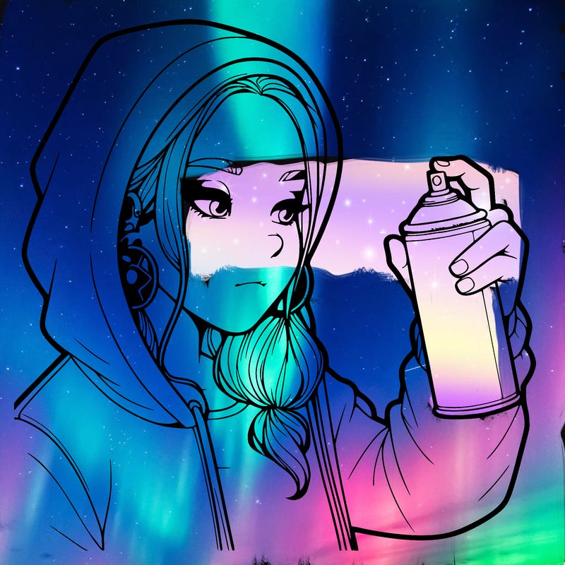 a realistic girl, spray painting