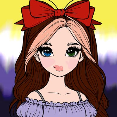realistic girl with bow on top