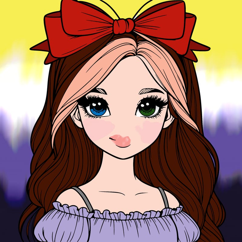 realistic girl with bow on top