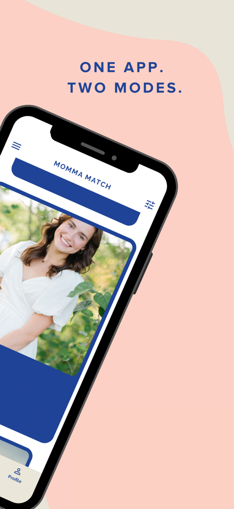 Momma Match app interface showing a local babysitter profile