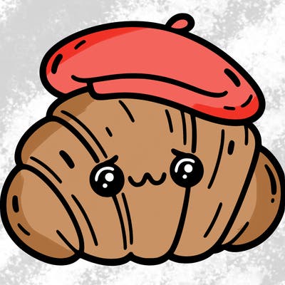 a croissant with a beret