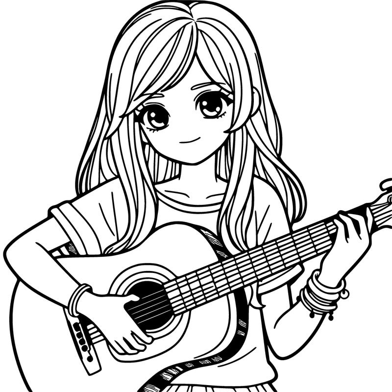 teenager girl with guitar