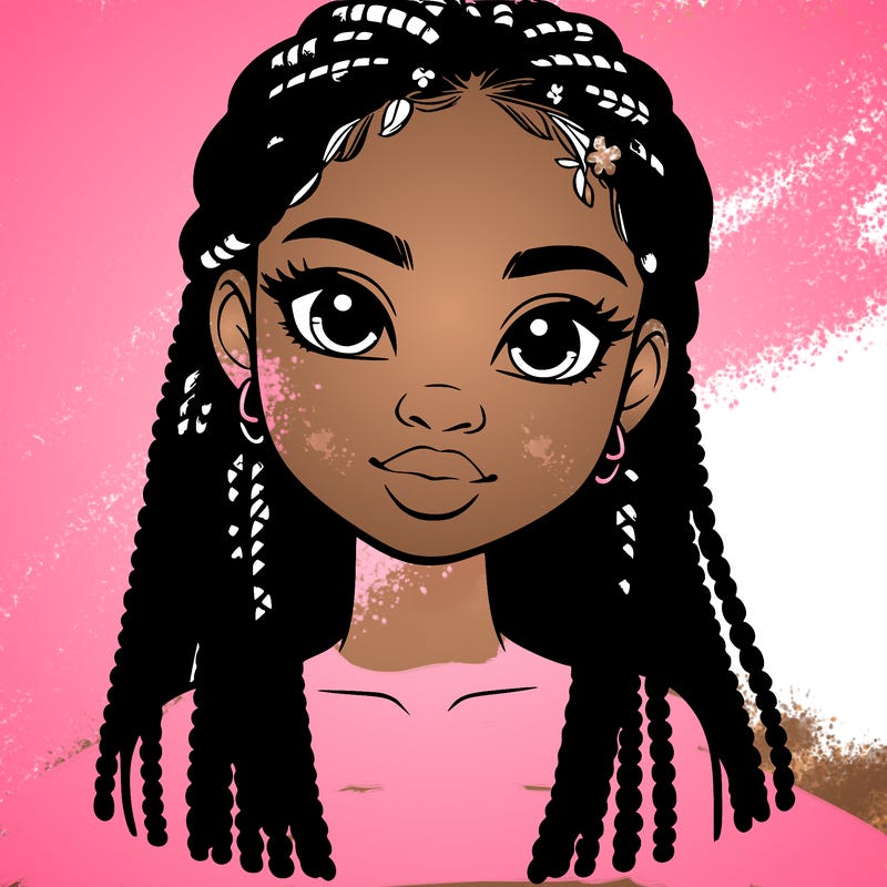 a realistic black girl with braids