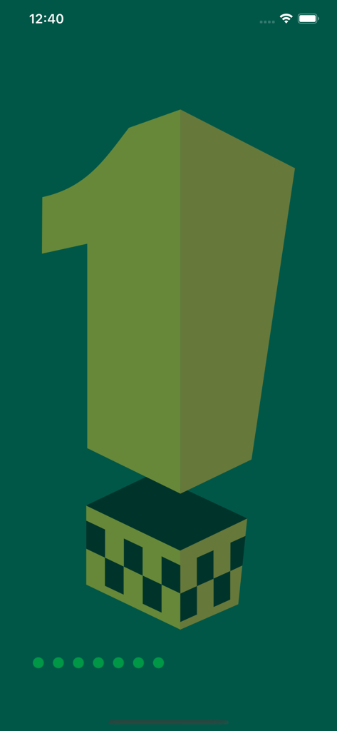 1Taxi! - 1Taxi app splash screen featuring a large green number one with a taxi checkered pattern at its base