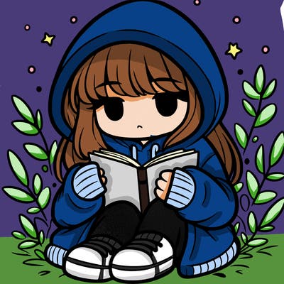 girl in oversized hoodie reading a book