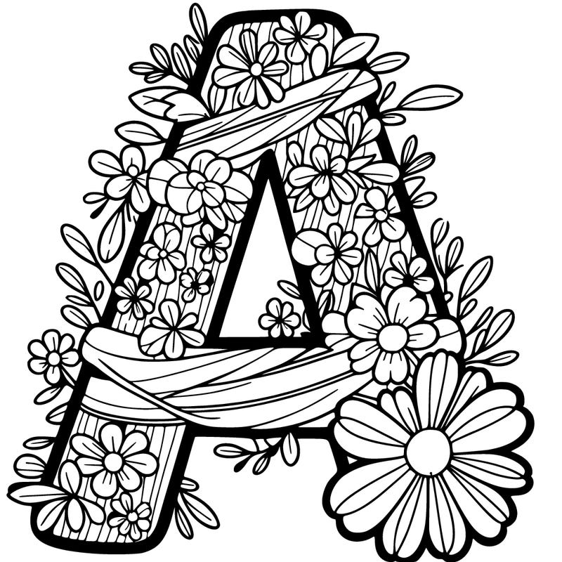 the letter a wrapped by flowers