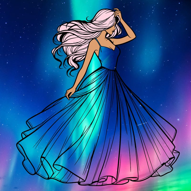 realistic woman with dress flowing in the wind