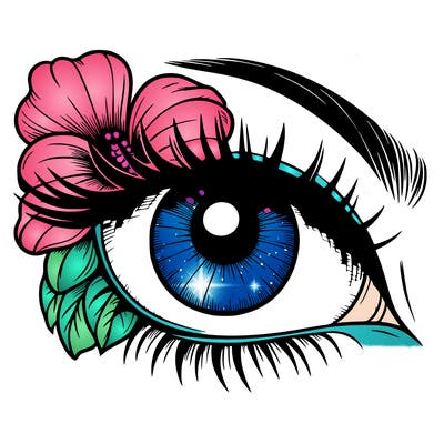 realistic eye with flower